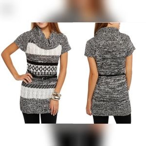 No Boundaries Cowl Belted Sweater Dress